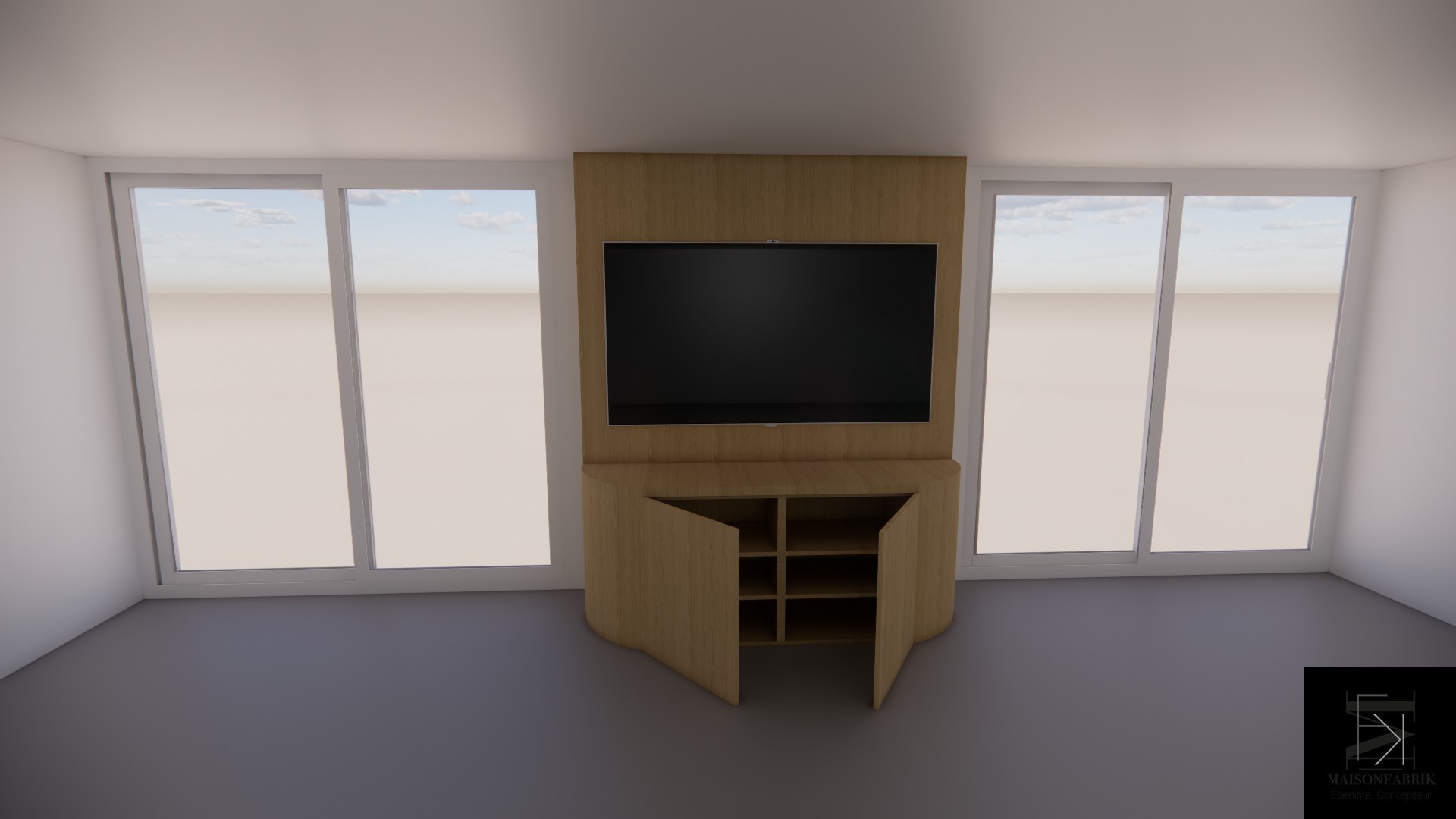 Meuble TV Saint-Omer — vue 3D